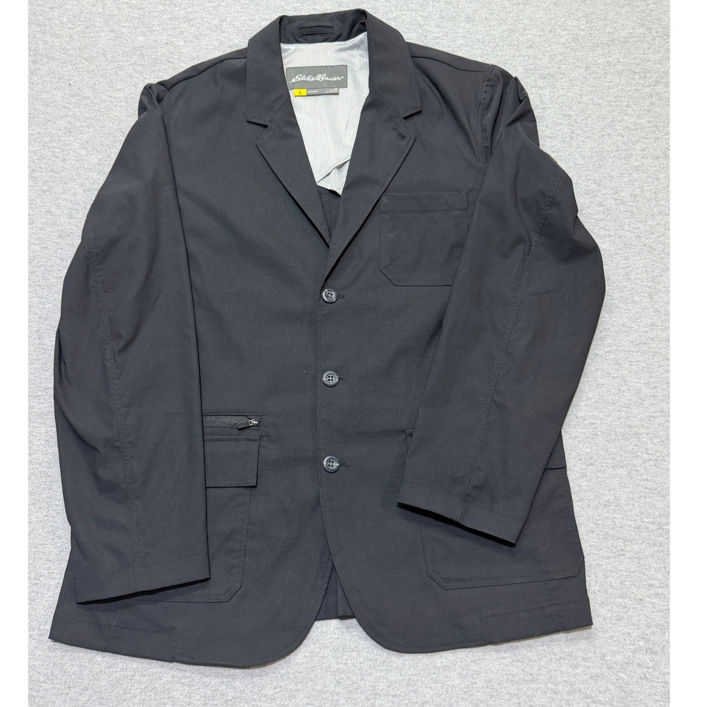 Eddie Bauer Travex Blazer Mens 46 Gray Voyager Jacket Travel Pockets Vented